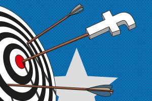 Pfeil mit Facebook Symbol als Symbol für das Targeting